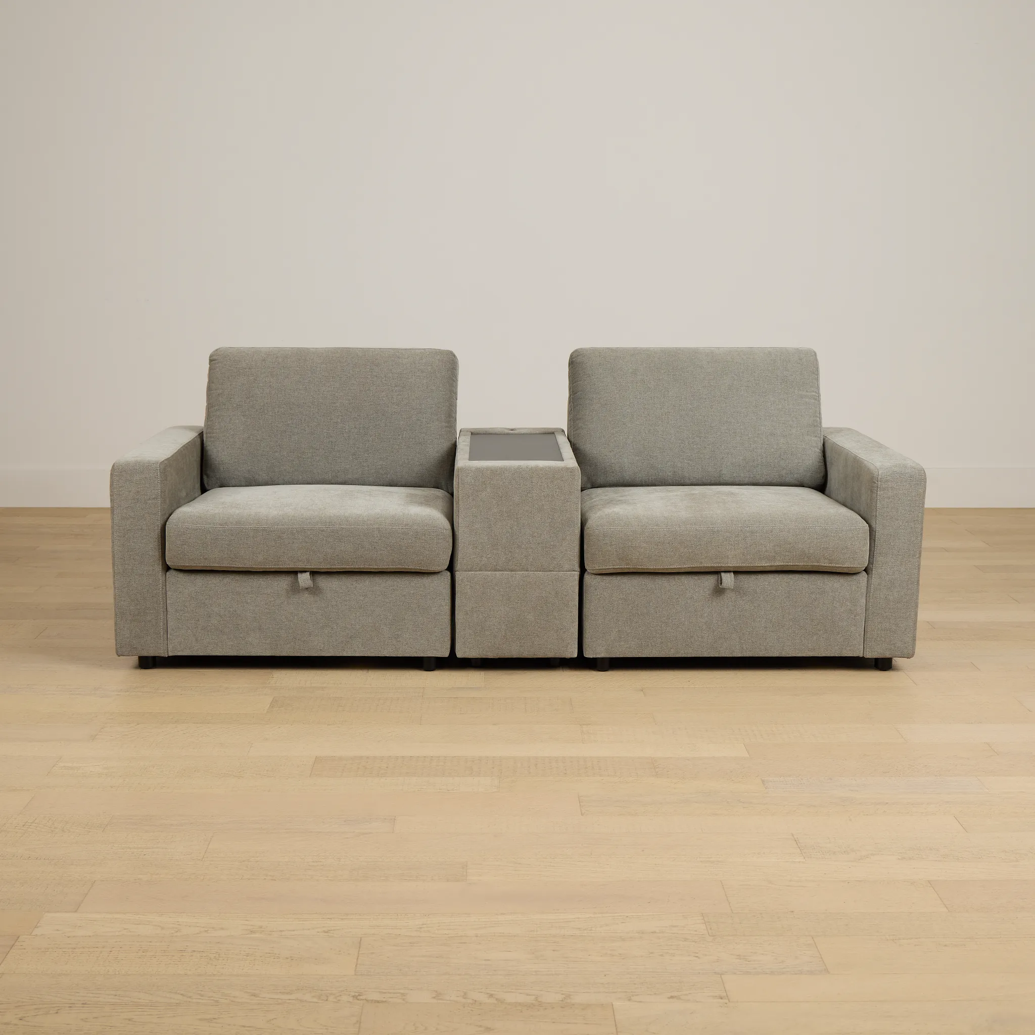 Addie Gray Fabric 2-piece Modular Storage Sofa With Console