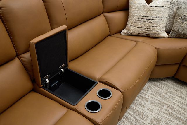 Summit Light Brown Lthr/vinyl Medium Triple Power 2-arm Sectional
