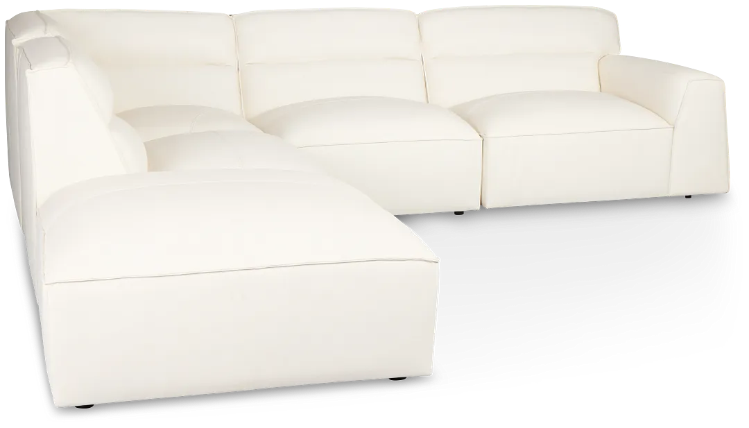 Blanca White Leather 5-piece Bumper Sectional