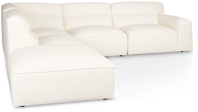 Blanca White Leather 5-piece Bumper Sectional