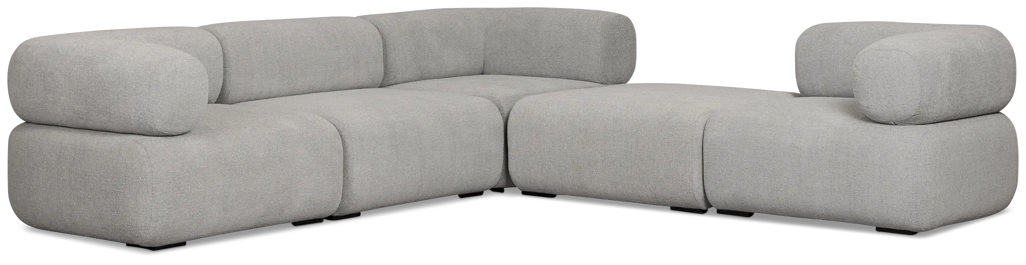 Celeste Light Gray Fabric 5-piece Modular Sectional With Armless Ottoman