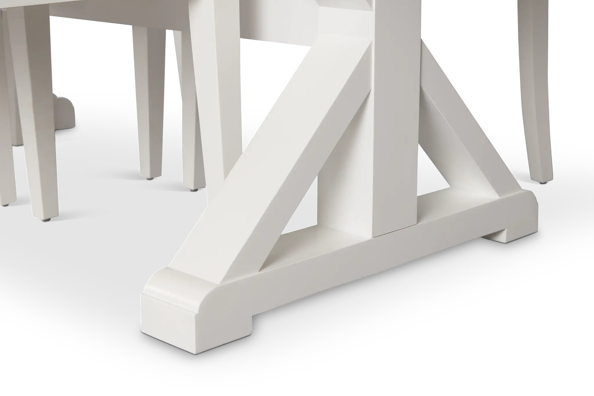 Nantucket Two-tone Light Tone Trestle Table & 4 White Chairs Nantucket Two-tone Light Tone Trestle Table & 4 White Chairs