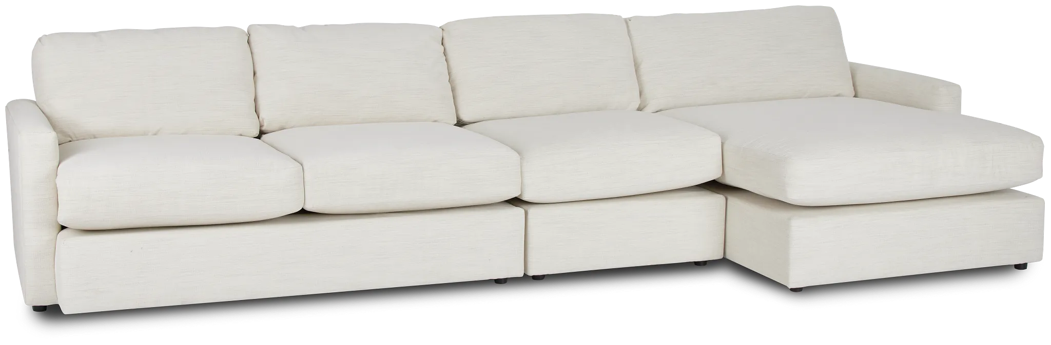 Noah Ivory Fabric Small Right Chaise Sectional