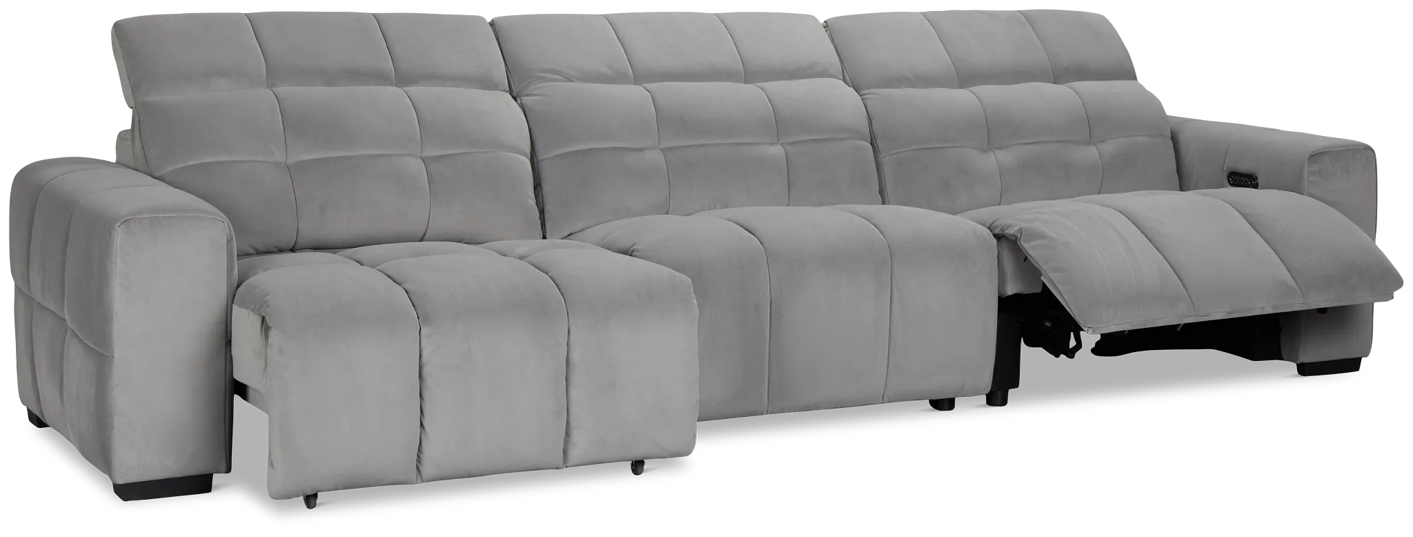 Gemma Light Gray Velvet Left Chaise Power Reclining Sectional