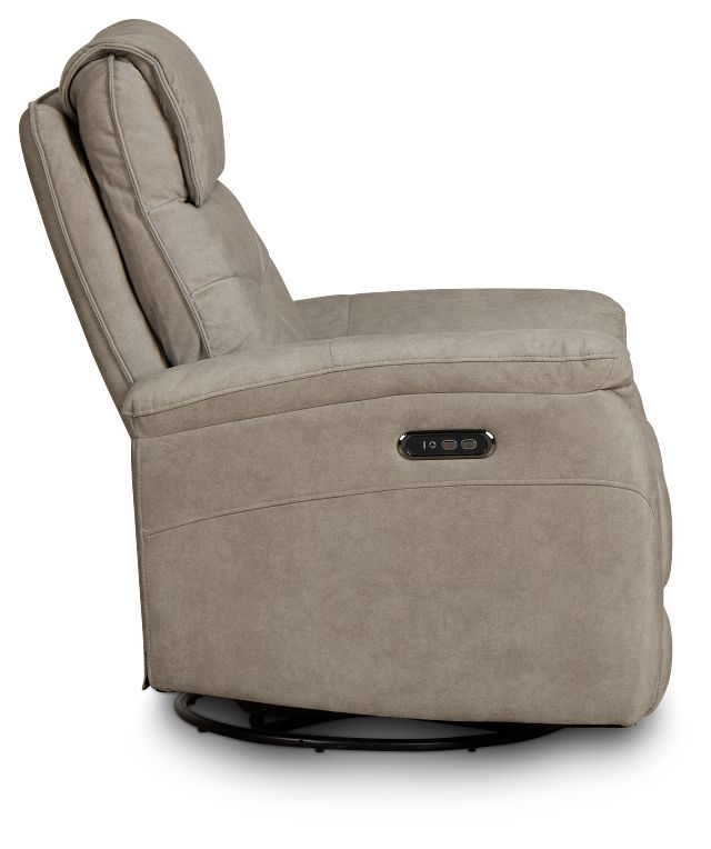 Ryder Beige Micro Power Swivel Glider Recliner