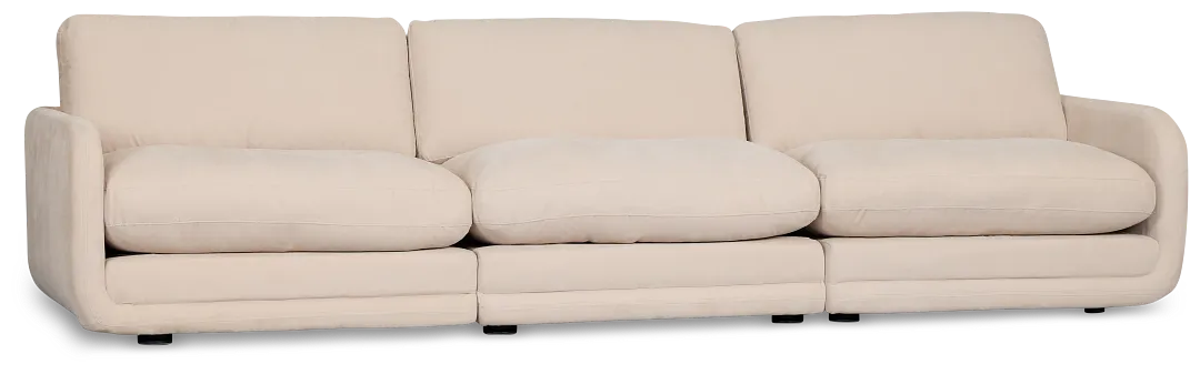 Jules Ivory Velvet 3 Piece Modular Sofa