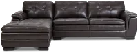 Braden Dark Brown Leather Left Chaise Sectional