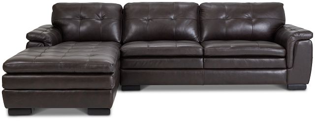 Braden Dark Brown Leather Left Chaise Sectional