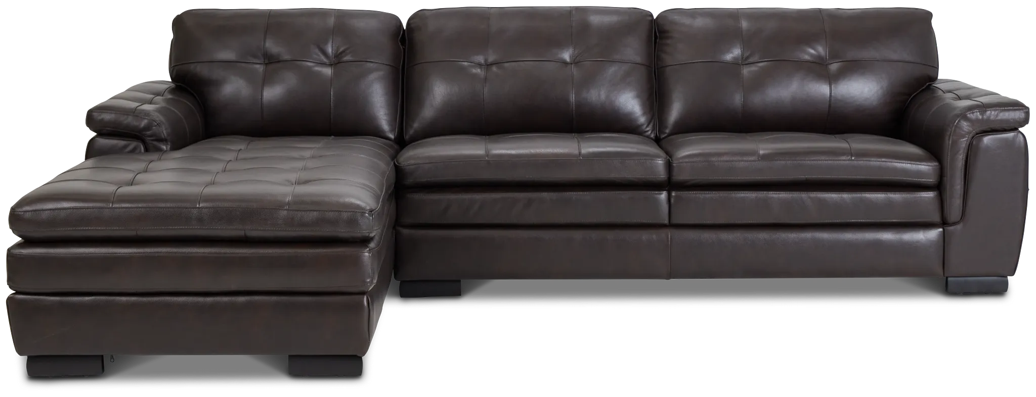 Braden Dark Brown Leather Left Chaise Sectional