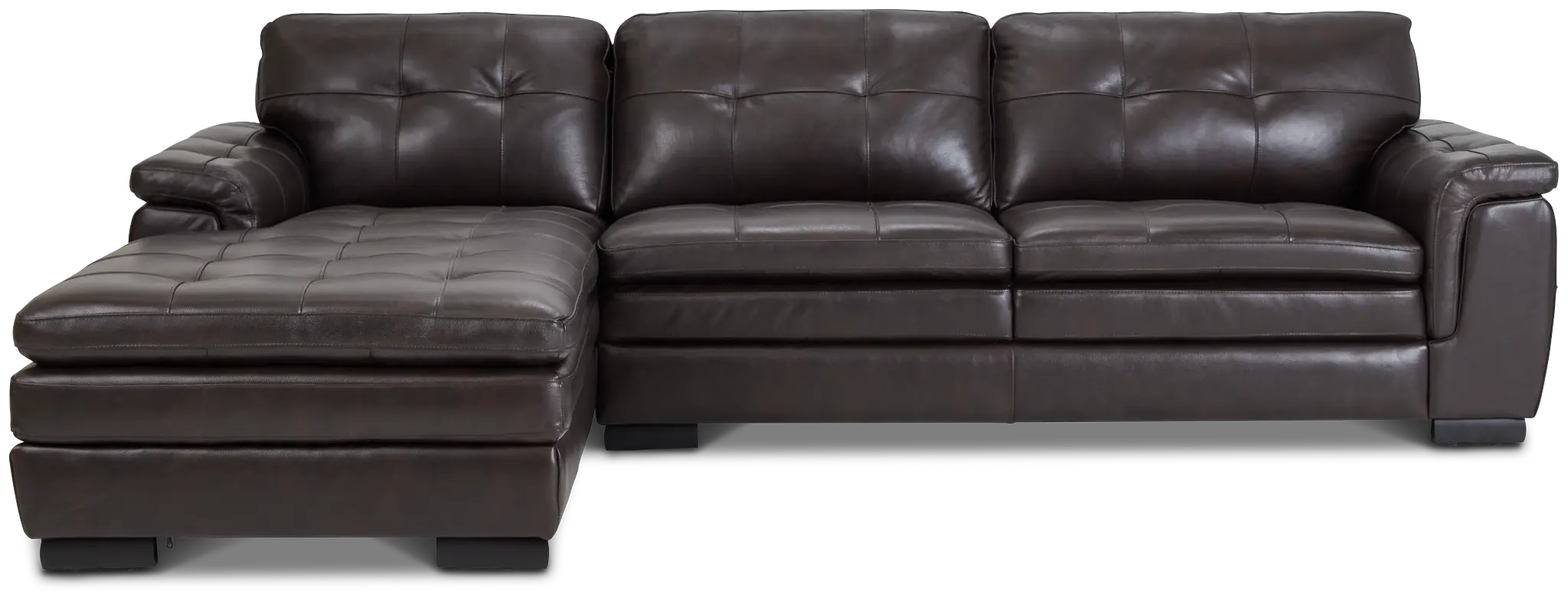 Braden Dark Brown Leather Left Chaise Sectional Braden Dark Brown Leather Left Chaise Sectional