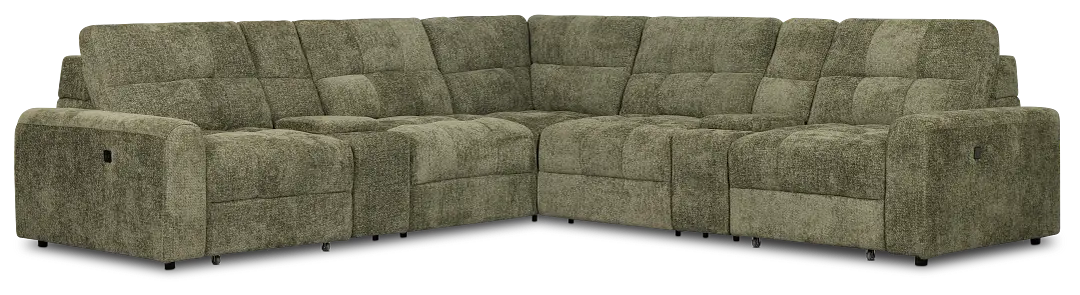 Hendrix Green Fabric Large Dual Power 2 Arm Extension Chaise Sectional Hendrix Green Fabric Large Dual Power 2 Arm Extension Chaise Sectional