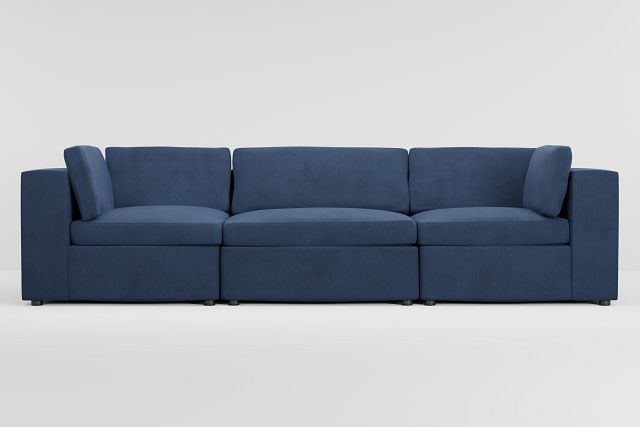 Destin Revenue Dark Blue Fabric 3-piece Modular Sofa