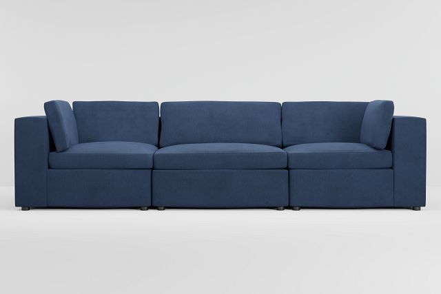 Destin Revenue Dark Blue Fabric 3 Piece Modular Sofa