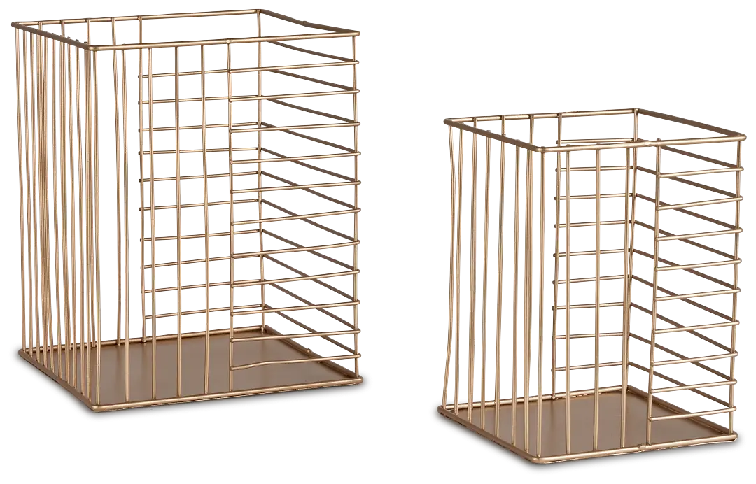Becca Gold Set Of 2 Basket Becca Gold Set Of 2 Basket