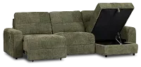 Hendrix Green Fabric Right Dual Power Extension Chaise Sectional