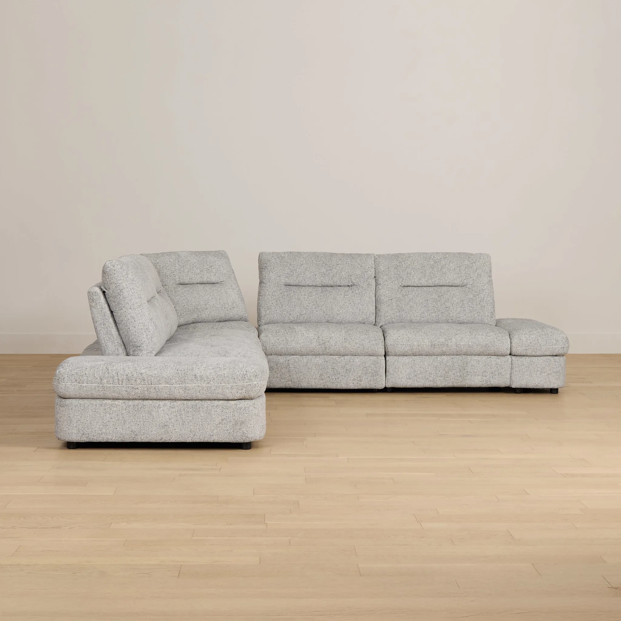 Mila Gray Fabric Small Dual Power Reclining Two-arm Sectional