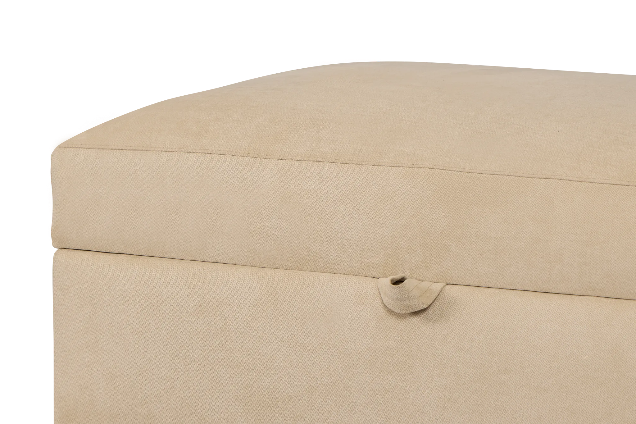 Hudson Beige Fabric Storage Ottoman