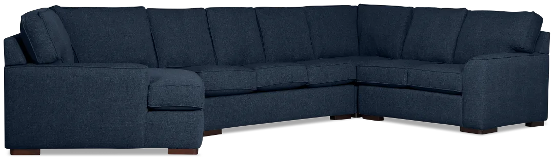 Sinclair Dark Blue Fabric Left Cuddler Innerspring Sleeper Sectional