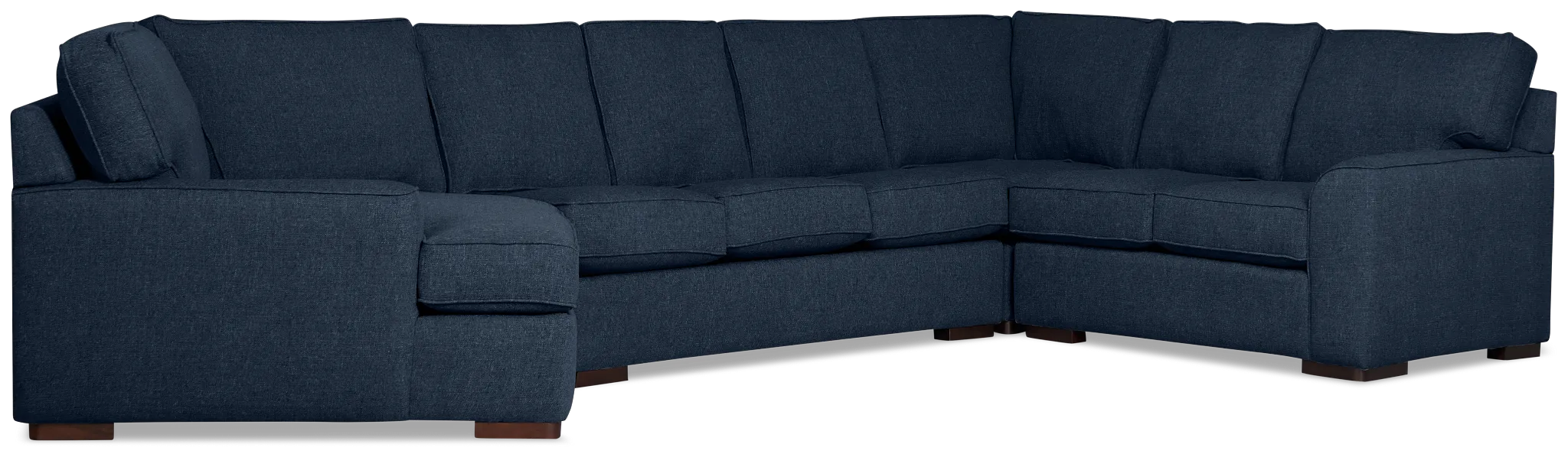 Sinclair Dark Blue Fabric Left Cuddler Innerspring Sleeper Sectional