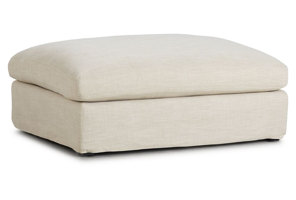 Willow Light Beige Fabric Ottoman