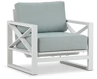 Linear White Teal Rocking Chair