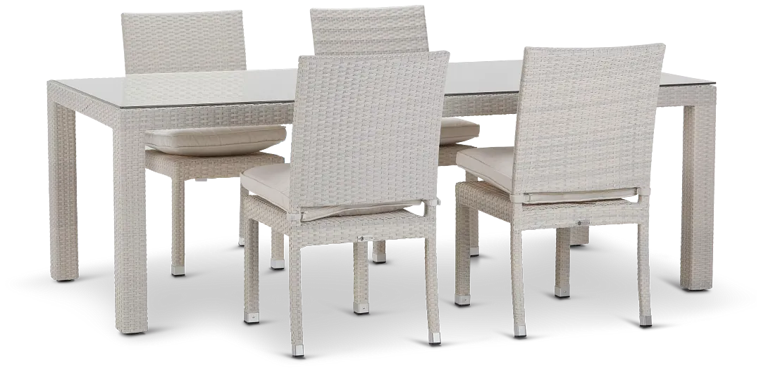 Bahia White 84" Rectangular Table & 4 Chairs