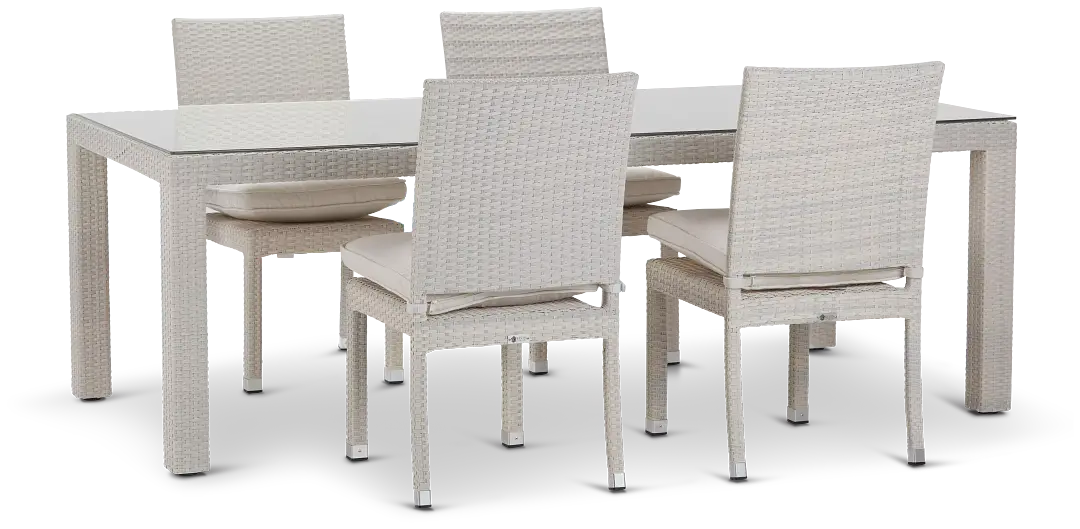 Bahia White 84" Rectangular Table & 4 Chairs Bahia White 84" Rectangular Table & 4 Chairs
