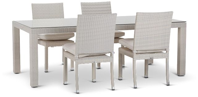 Bahia White 84" Rectangular Table & 4 Chairs