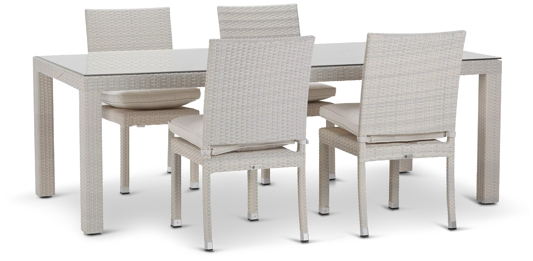 Bahia White 84" Rectangular Table & 4 Chairs