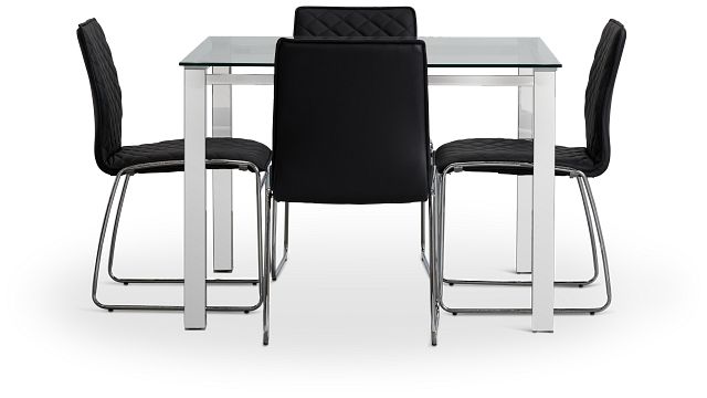 Skyline Black Square Table & 4 Metal Chairs (2)