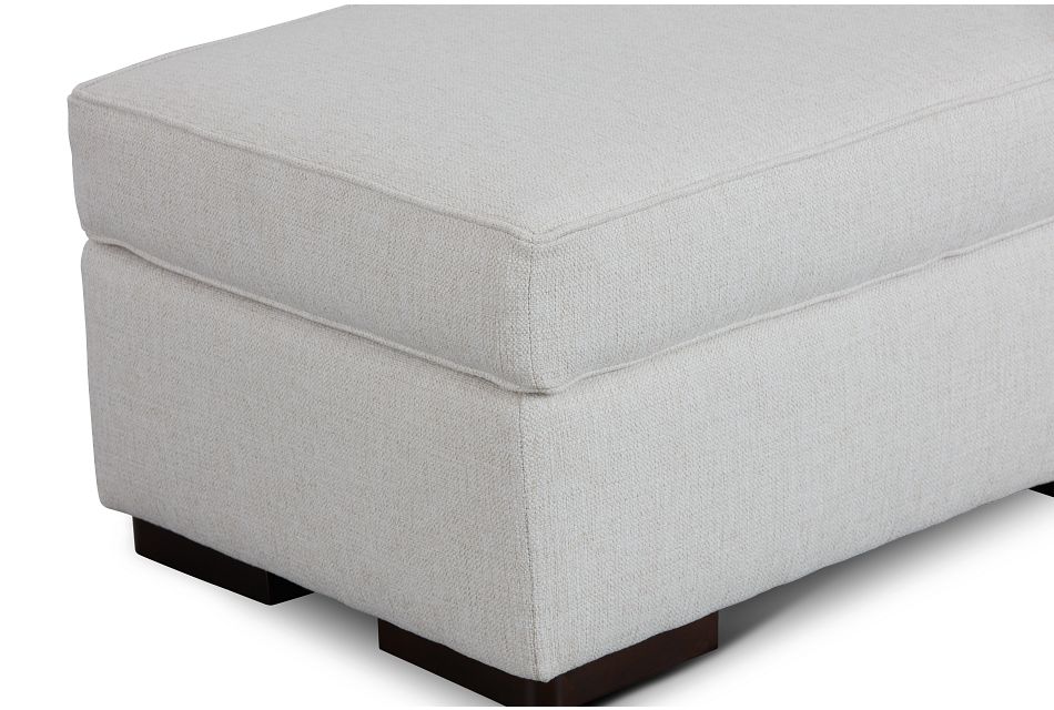 Austin White Fabric Ottoman