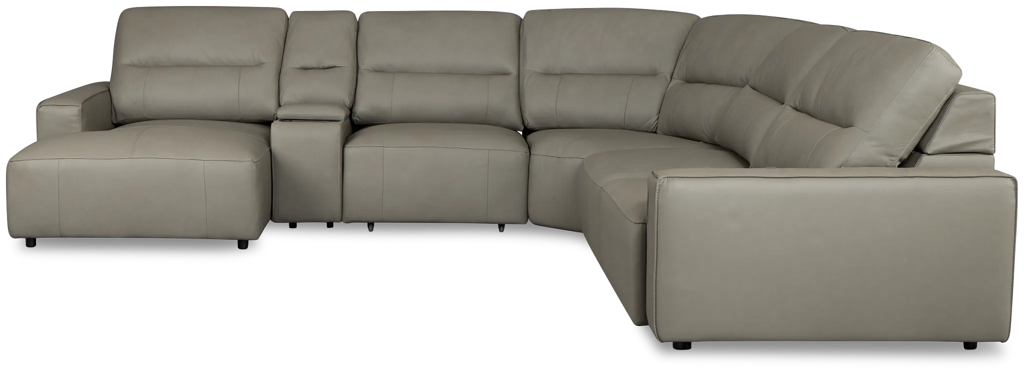 Rudy Gray Lthr/vinyl Medium Dual Power Left Extension Chaise Sectional