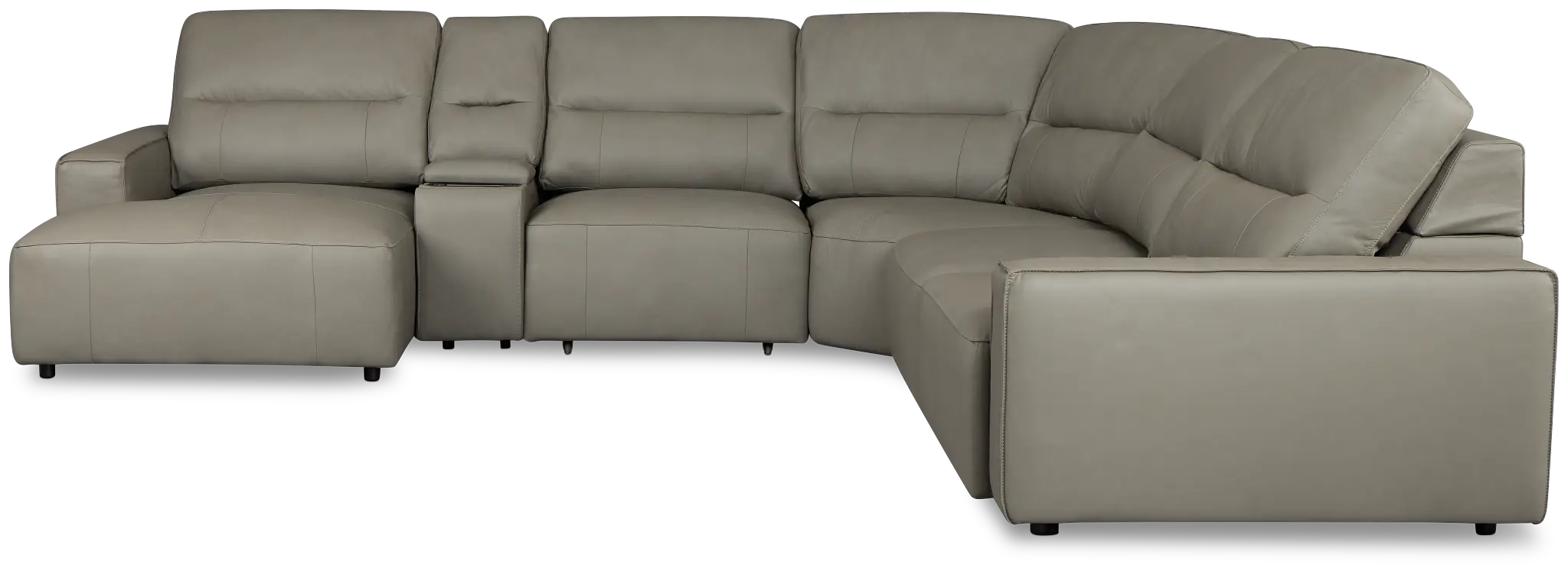 Rudy Gray Lthr/vinyl Medium Dual Power Left Extension Chaise Sectional Rudy Gray Lthr/vinyl Medium Dual Power Left Extension Chaise Sectional