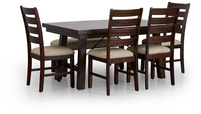 Jax Dark Tone Rect Table, 4 Chairs & Bench (6)