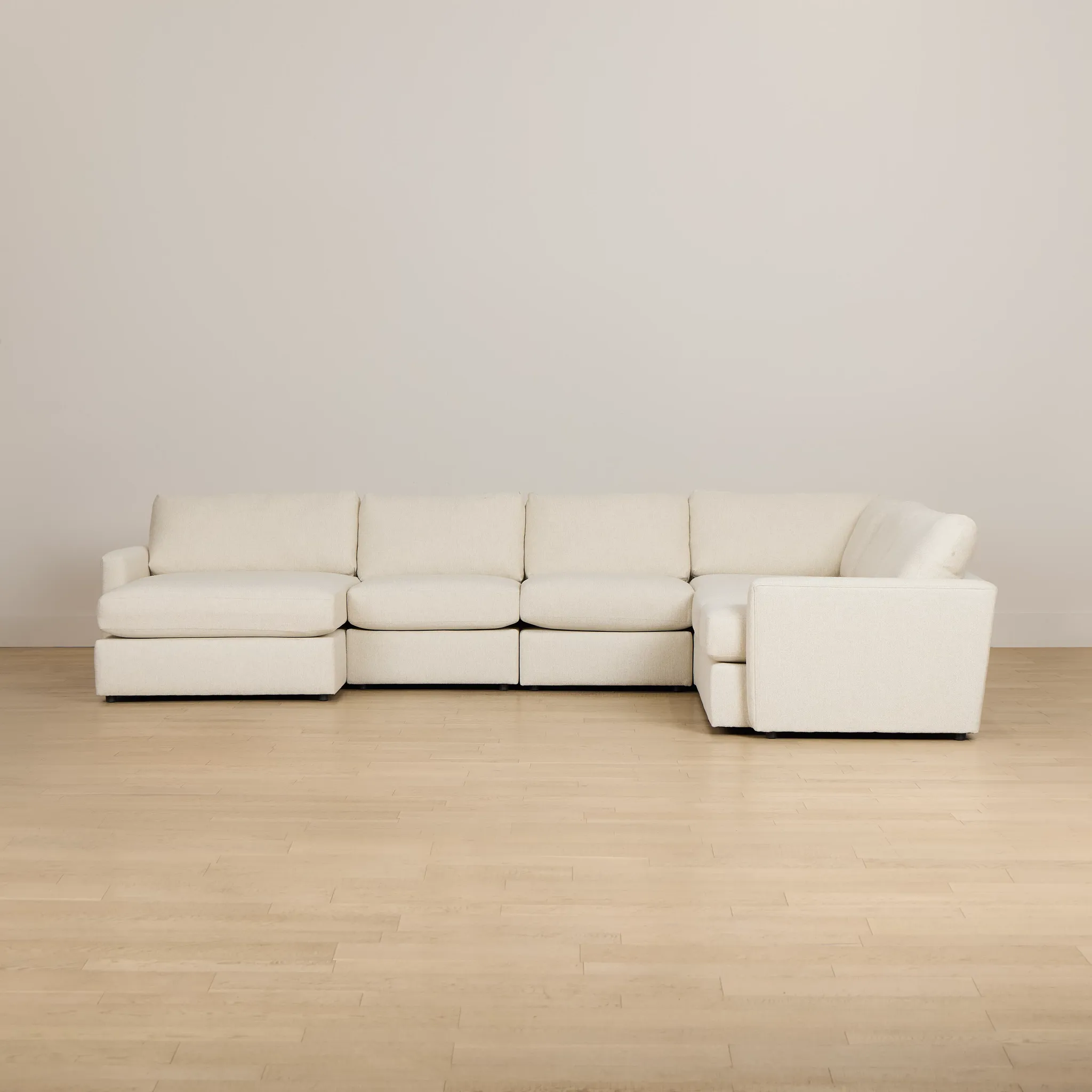 Maxwell Light Beige Fabric Large Left Chaise Sectional