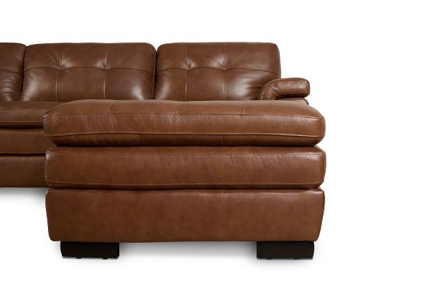 Braden Medium Brown Leather Right Chaise Sectional