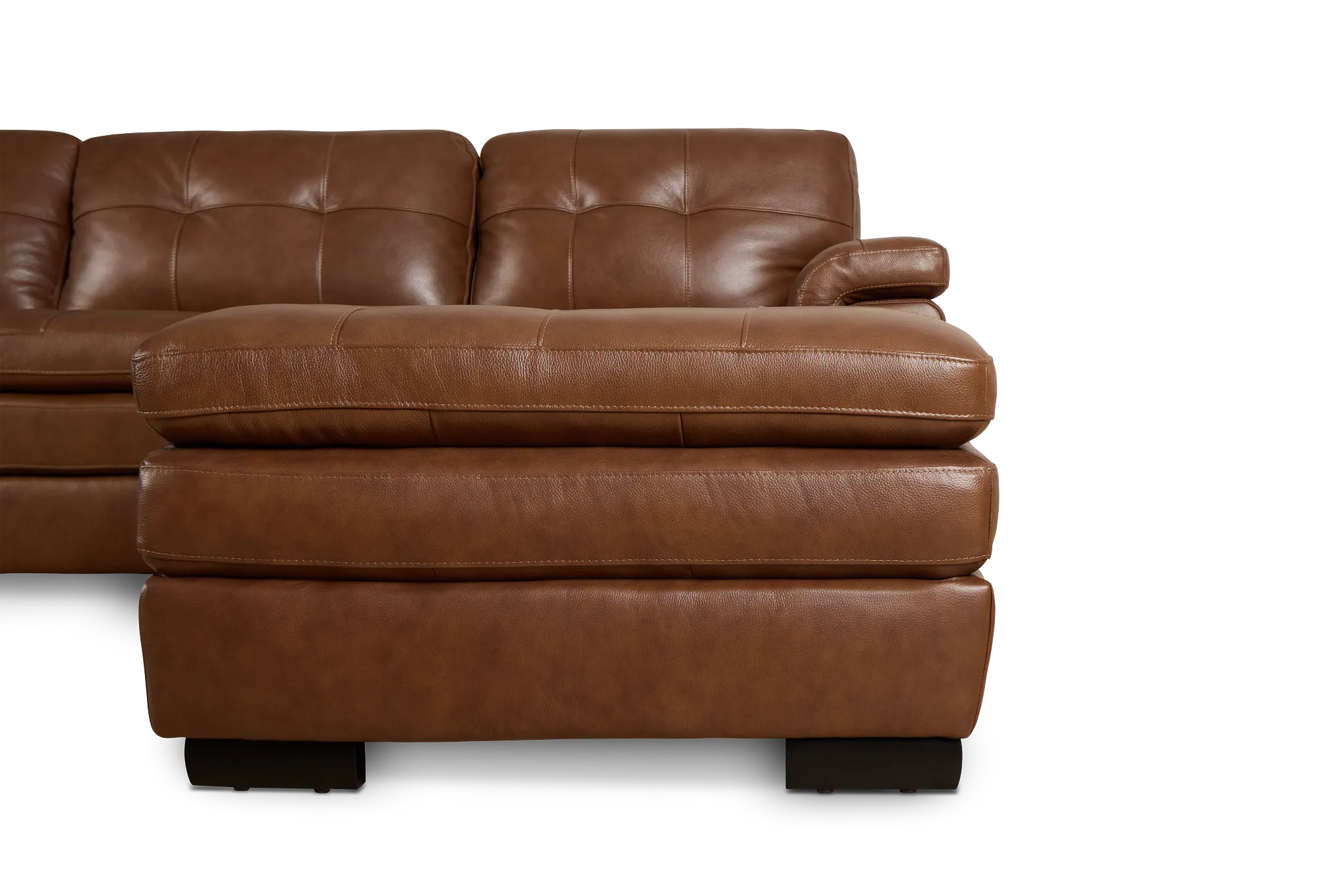 Braden Medium Brown Leather Right Chaise Sectional