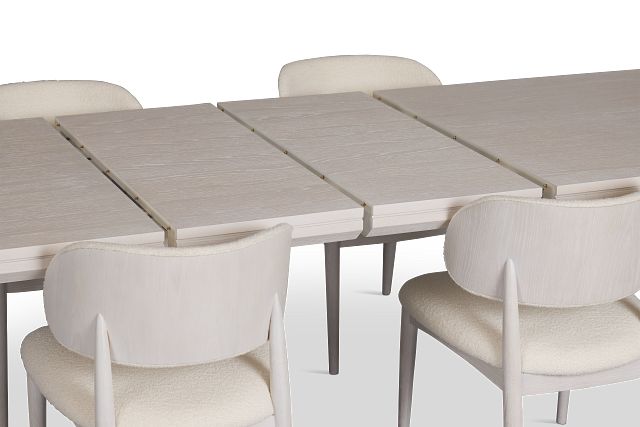 Gables White Rect Table & 4 Upholstered Chairs