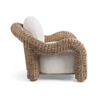 Cross Beige Woven Cushioned Chair