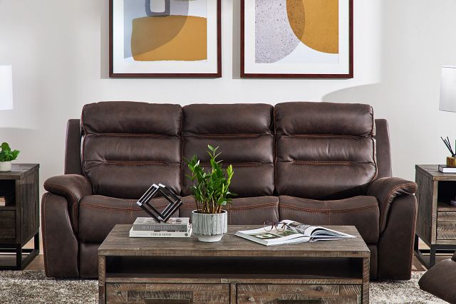 Grayson Brown Micro Power Reclining Sofa