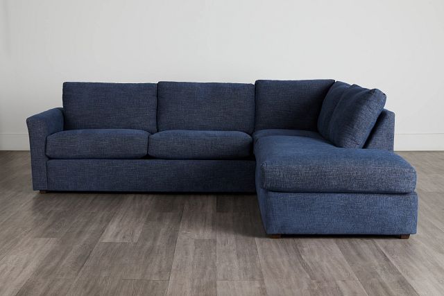 Davis Dark Blue Micro Right Bumper Sectional