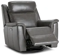 Aiden Dark Gray Leather Power Glider Recliner With Power Headrest
