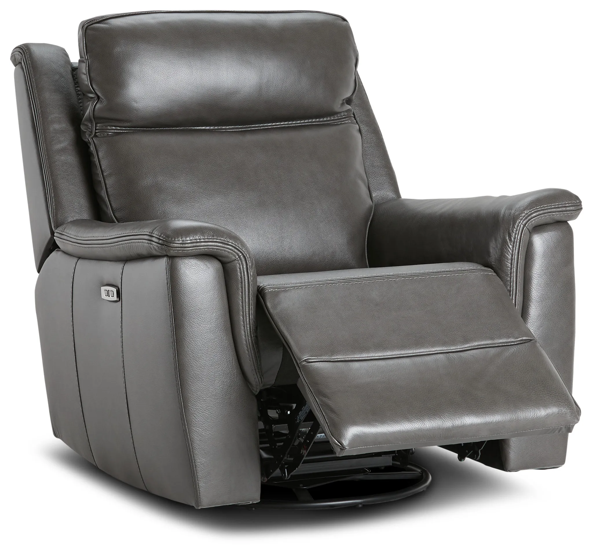 Aiden Dark Gray Leather Power Glider Recliner With Power Headrest