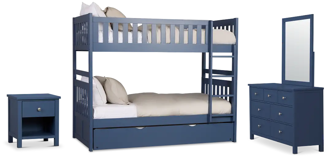 Charleston Dark Blue Bunk Bed Trundle Bedroom Charleston Dark Blue Bunk Bed Trundle Bedroom