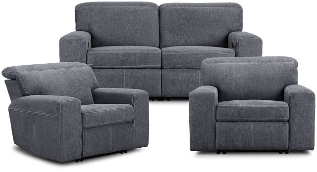 Callum Dark Gray Fabric Manually Reclining Living Room