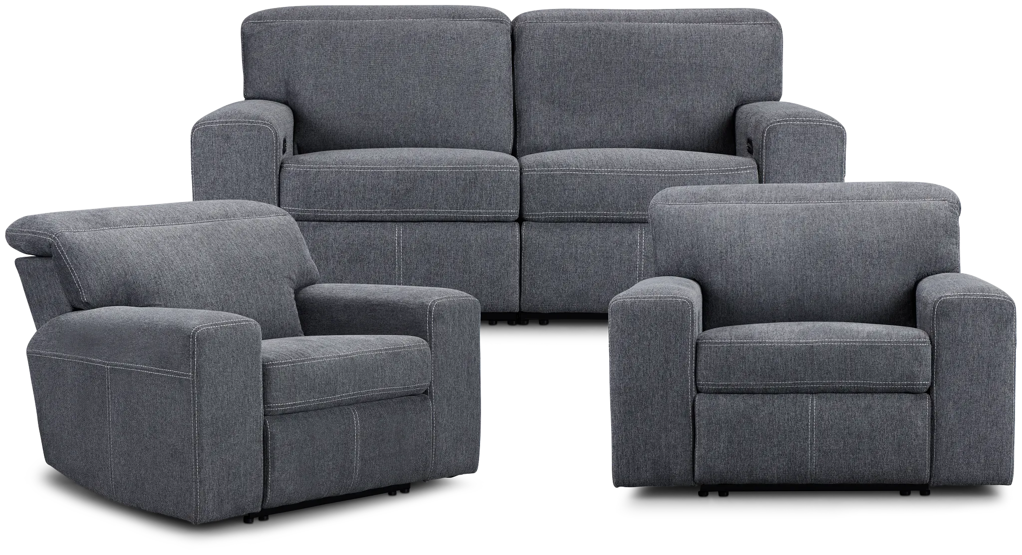 Callum Dark Gray Fabric Manually Reclining Living Room