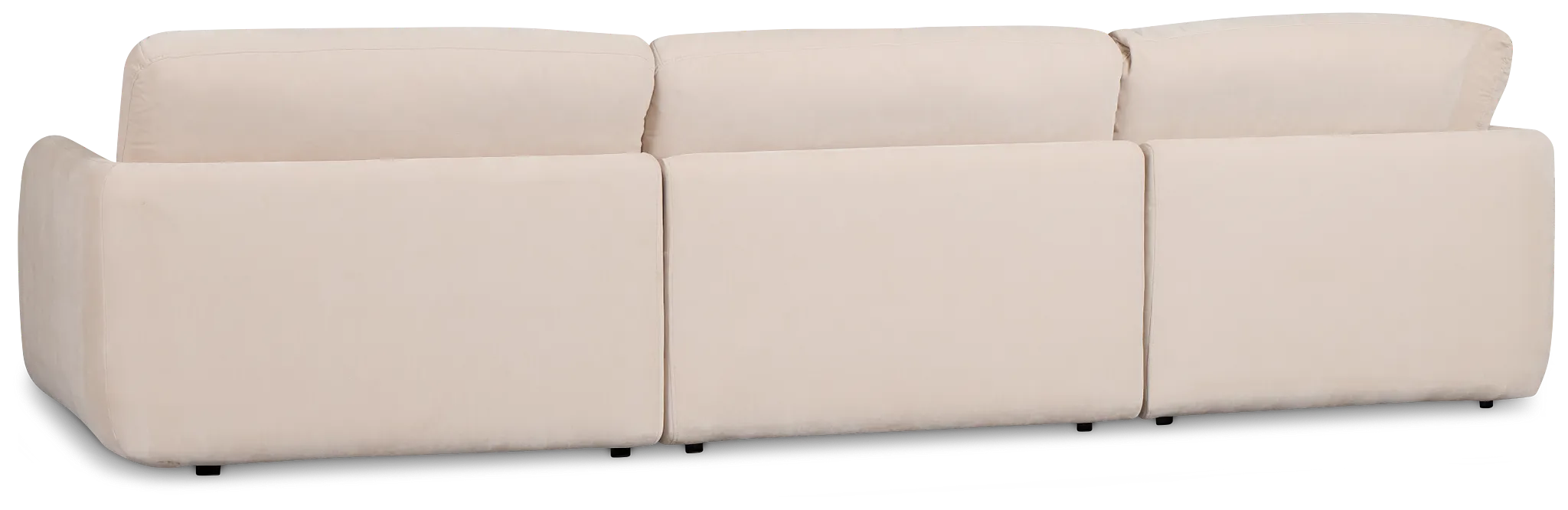 Jules Ivory Velvet 4-piece Left Facing Bumper Sectional