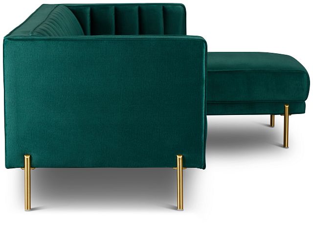 Bella Dark Green Velvet Right Chaise Sectional