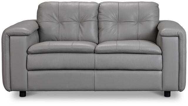 Rowan Gray Leather Loveseat