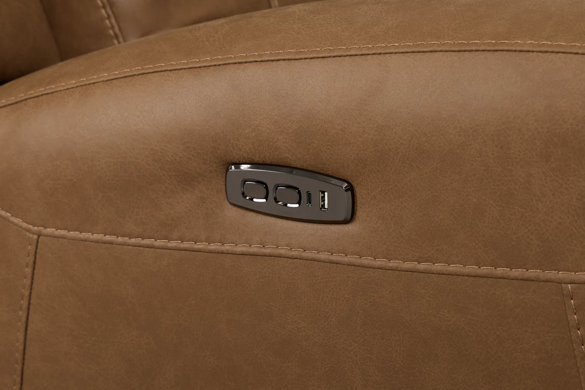 Colton Brown Micro Power Reclining Sofa W/ Power Headrest